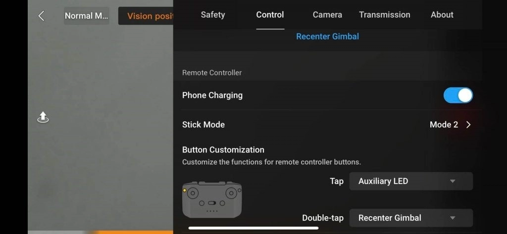 dji fly mavic air 2 control settings