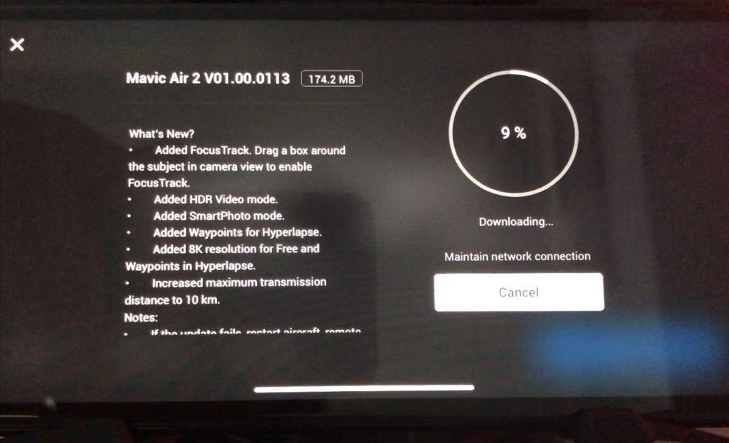 Обновление прошивки Mavic Air 2 с помощью dji fly